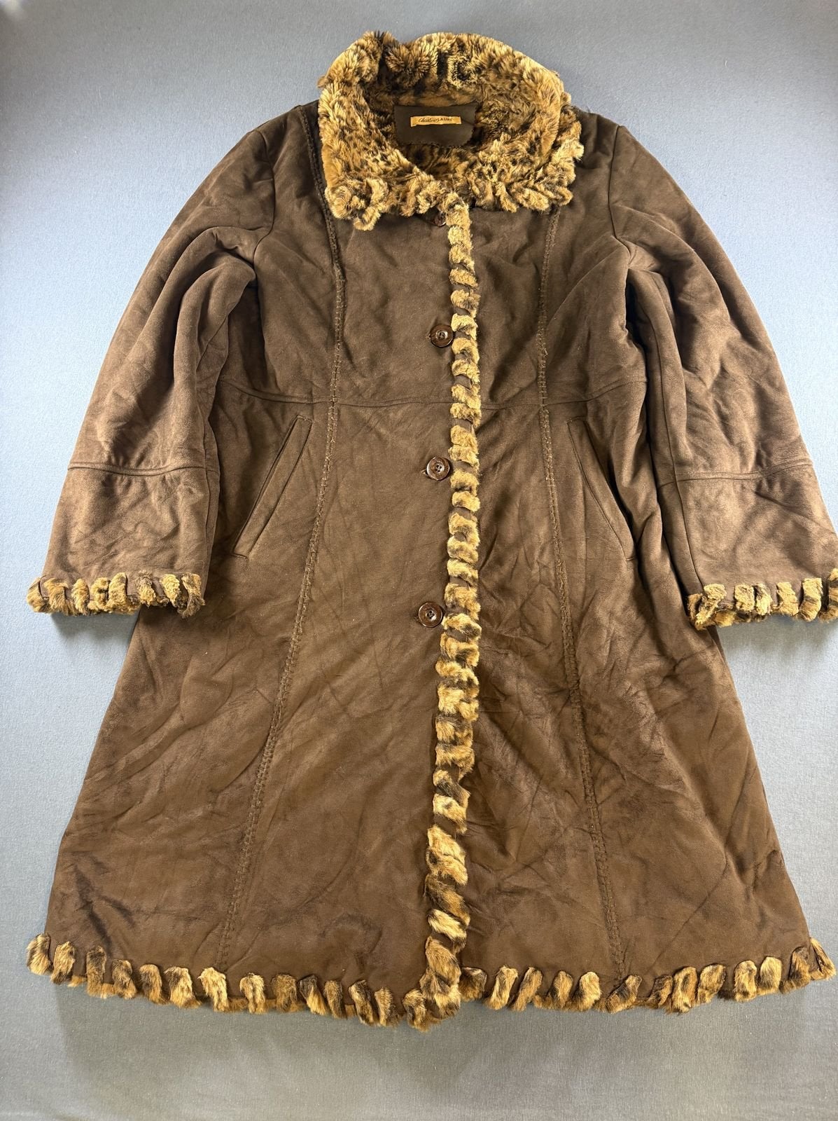 Vintage Dressing Afghaanse jas bruin dames maat XL, Bayline Vintage Trading, Bruin, Verzenden, Maat 46/48 (XL) of groter
