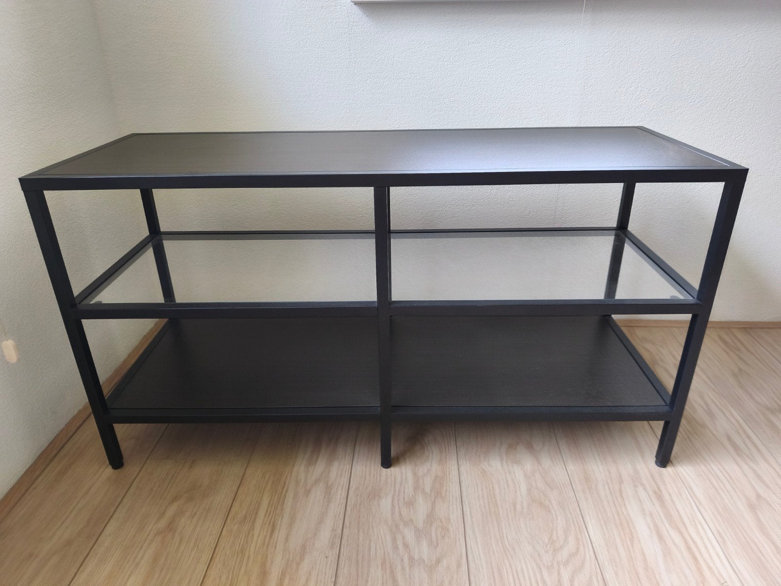 TV-tafel zwart, Huis en Inrichting, Tafels | Sidetables, Ophalen, 25 tot 50 cm, Rechthoekig, Glas