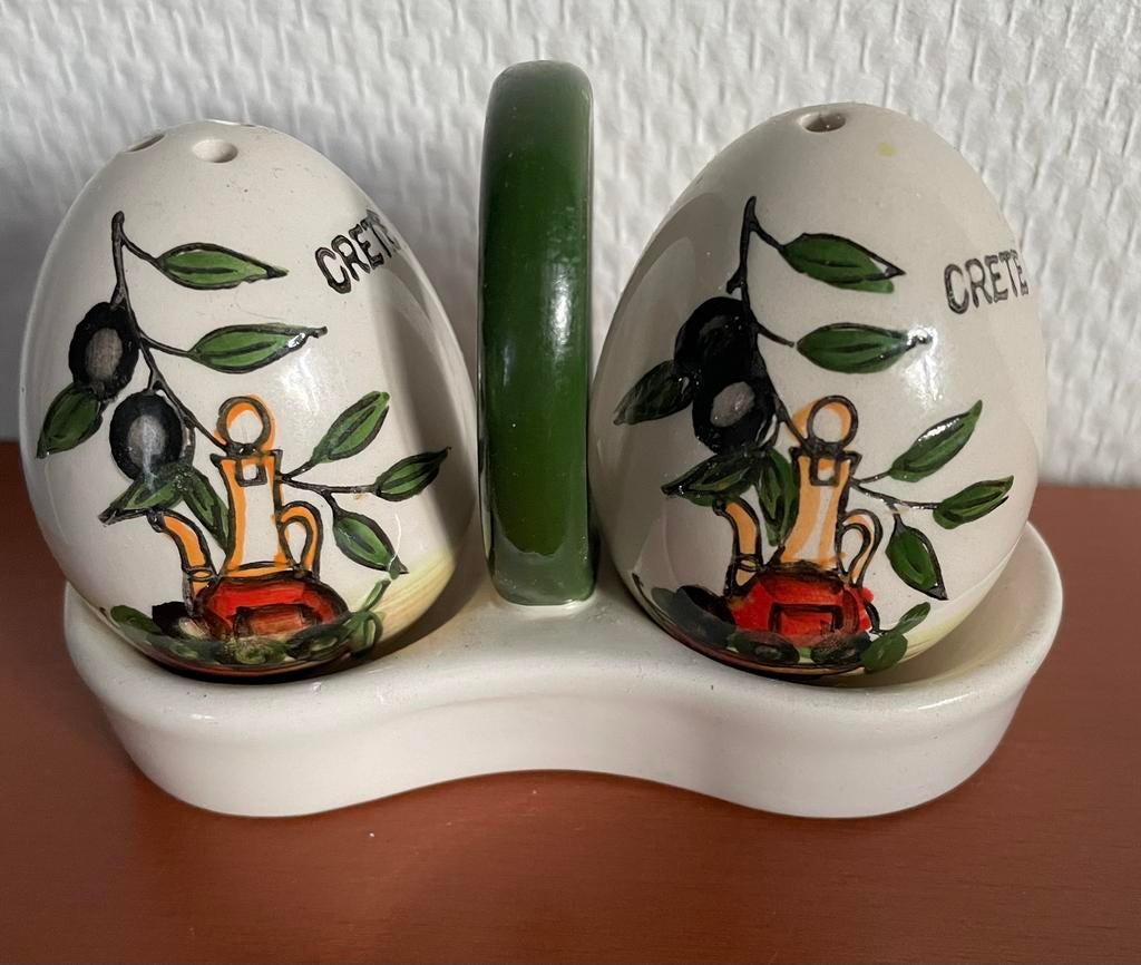 Crete peper & zout stel nieuw aardewerk, Antiek en Kunst, Antiek | Servies los, Ophalen of Verzenden