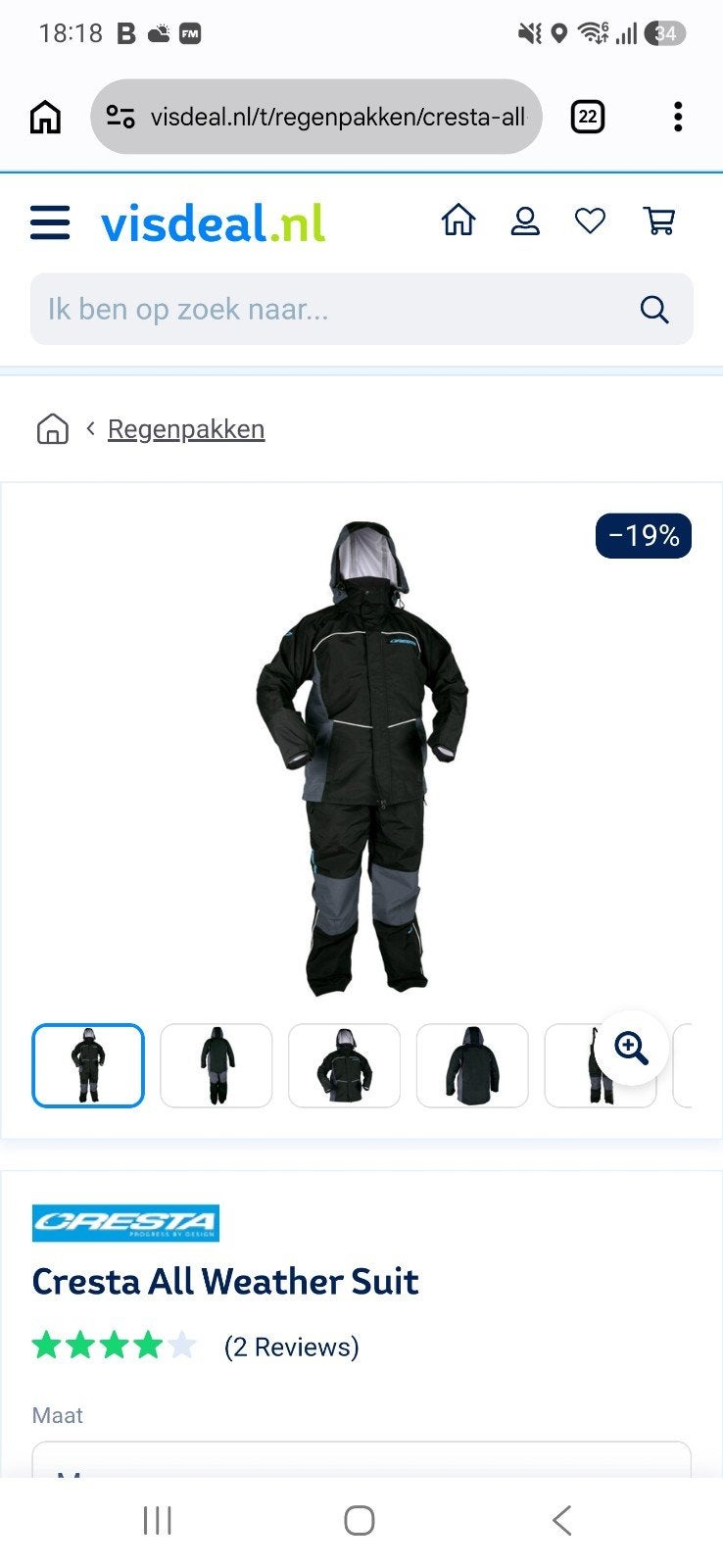 Cresta All Weather Suit - Regenpak maat M, Ophalen of Verzenden, Zo goed als nieuw, Regenbroek, Heren