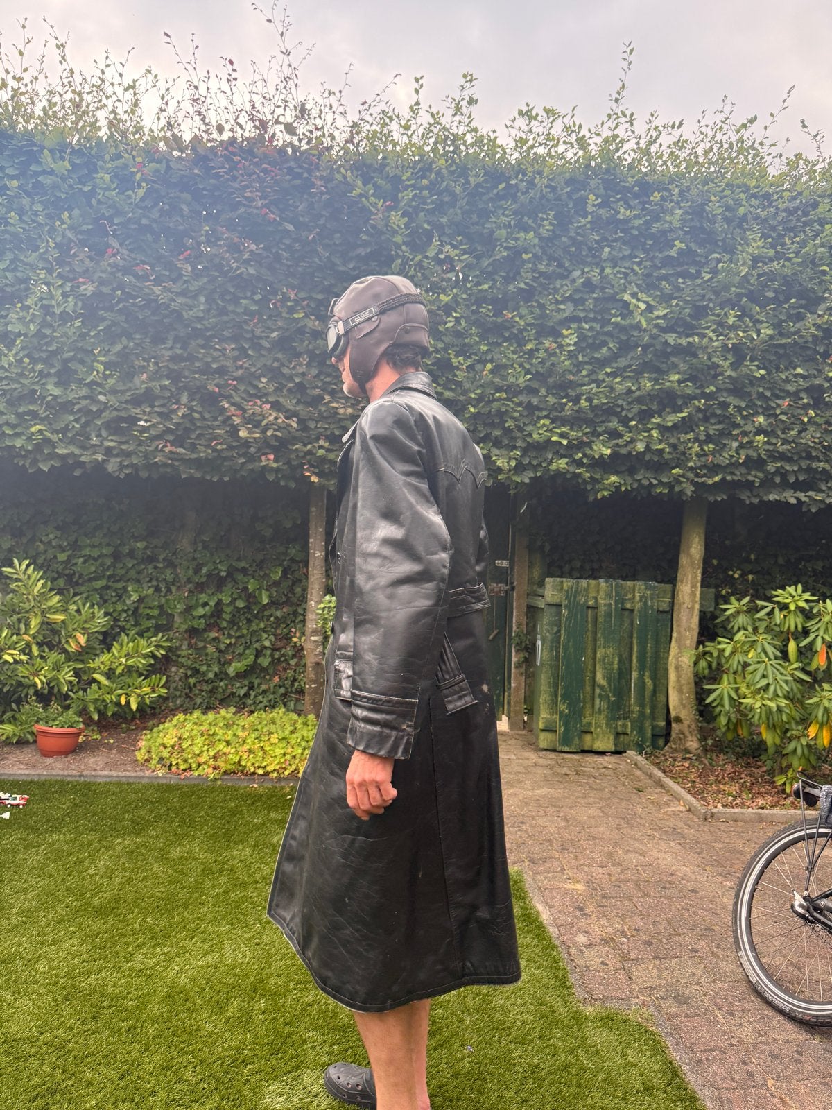 Vintage Gelmok Leren Trenchcoat - Zwart, Ophalen of Verzenden, Gedragen, Maat 56/58 (XL), Zwart