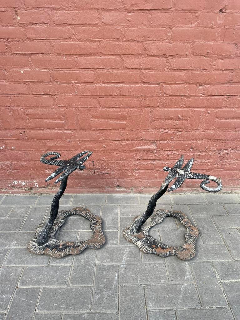 Vintage metalen libelle op standaard, Ophalen of Verzenden, Gebruikt, Metaal, Overige typen