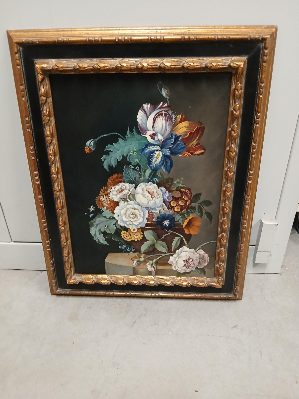 Schilderij bloemen, Ophalen
