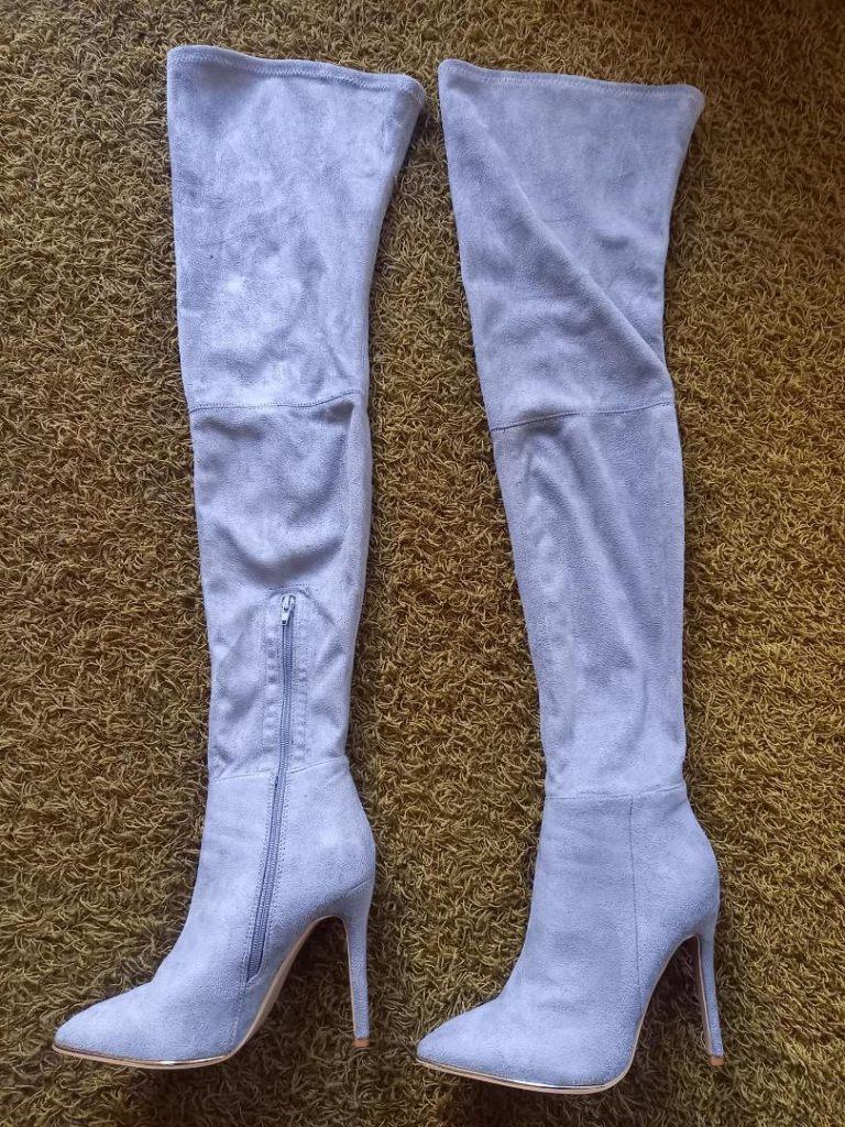 hoge hakken overknee hoge laarzen high heels boots, Kleding | Dames, Schoenen, Ophalen, Hoge laarzen, Nieuw, Grijs