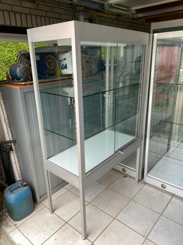 Professionele vitrinekast met aluminium profielen, Ophalen, 50 tot 100 cm, Modern, klassiek, industrieel, professioneel, Glas