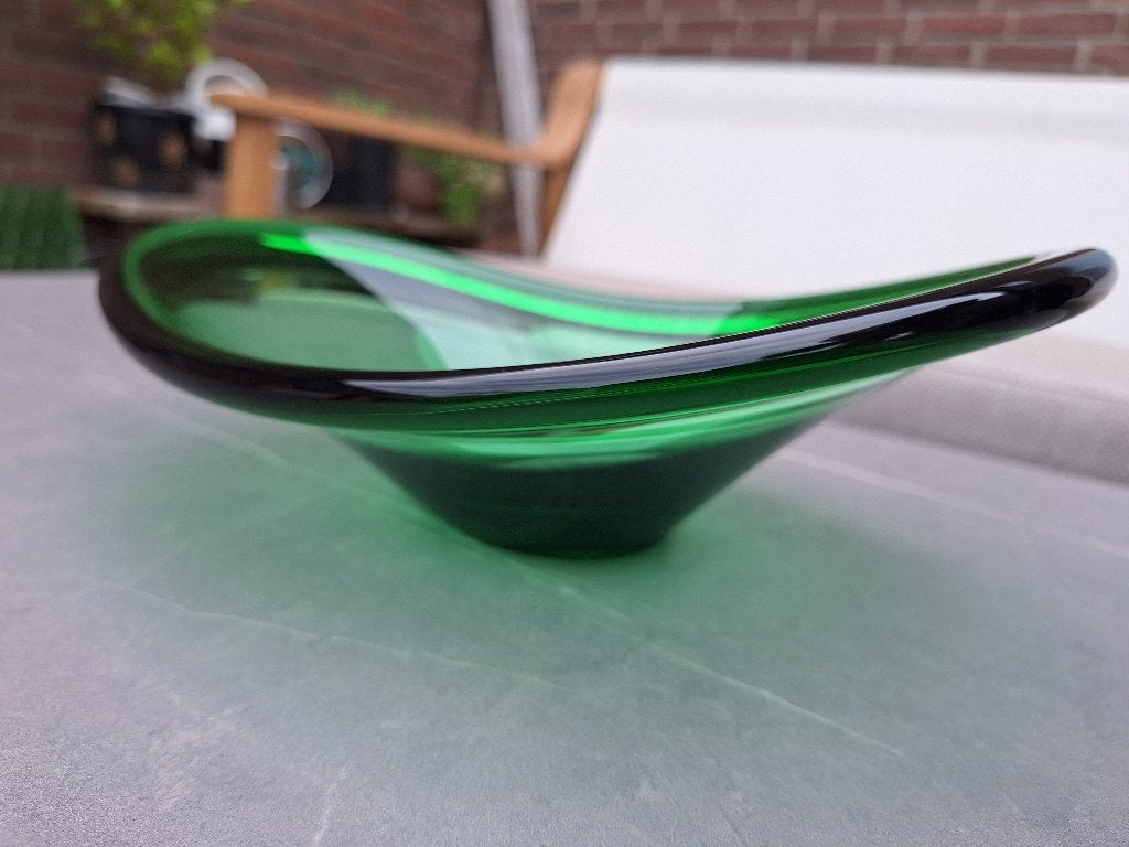 Deens design schaal in groen, Gebruikt, Schaal, Ophalen of Verzenden, Glas