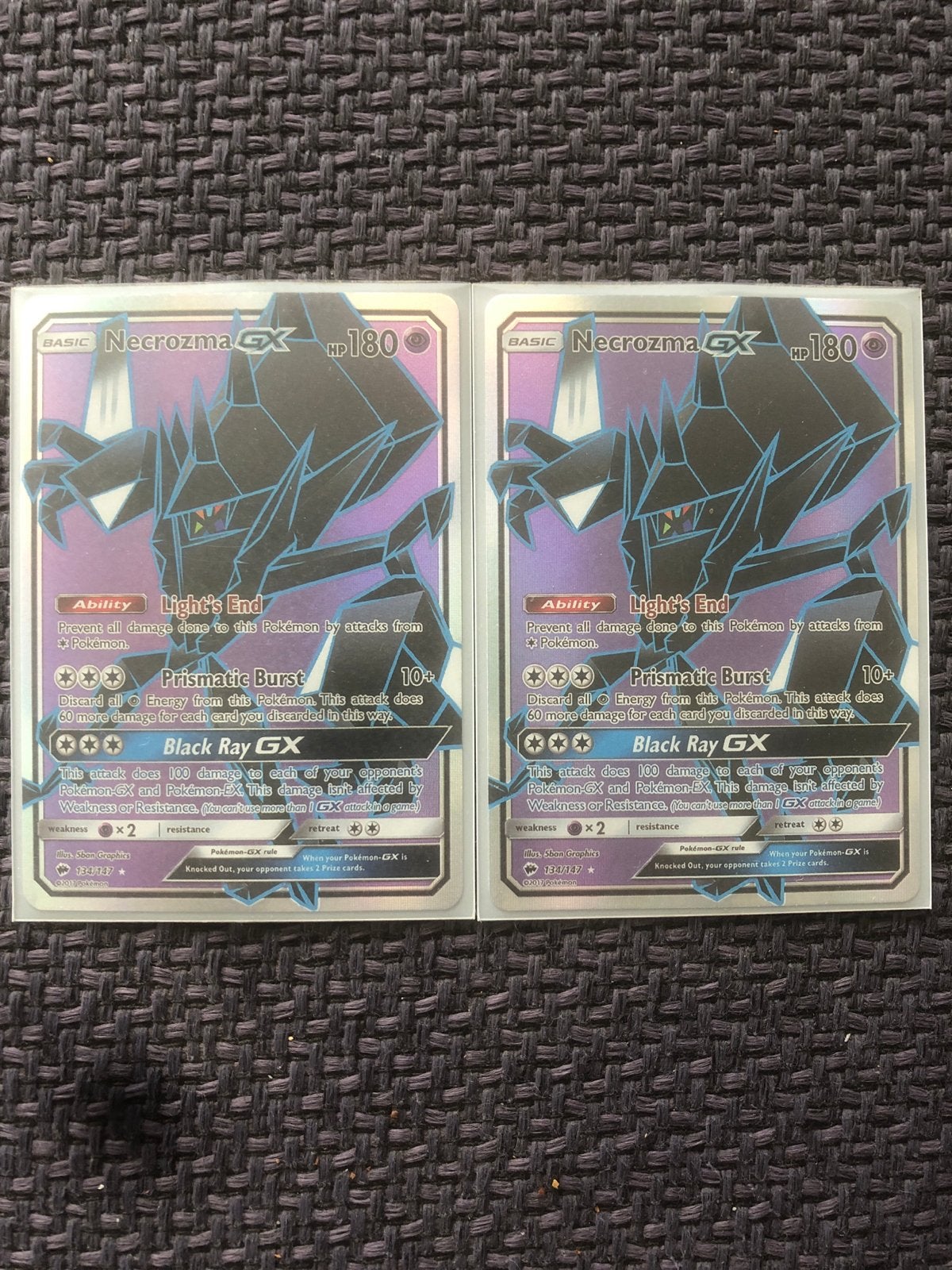 Necrozma GX Pokémon Kaart - Full Art (2 stuks), Ophalen of Verzenden, Zo goed als nieuw, Losse kaart, Foil