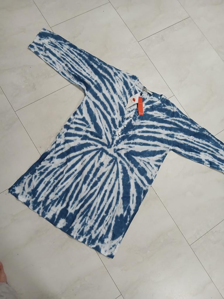 Nieuwe Khaadi Kurta - Tie-Dye Blauw/Wit - Maat M (10), Maat 38/40 (M), Blauw, Nieuw, Ophalen of Verzenden
