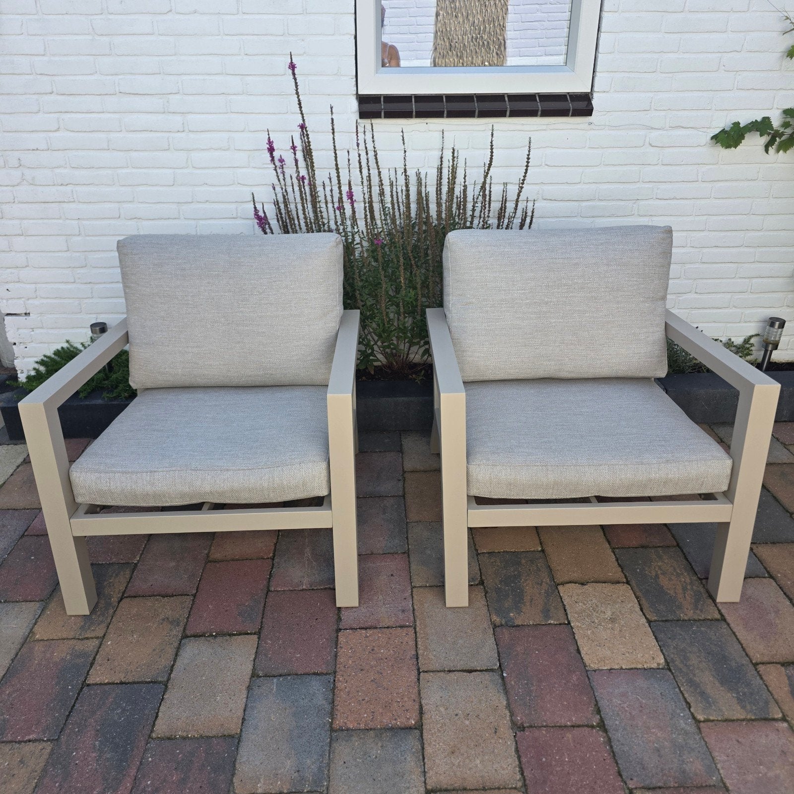 2x Degelijke Tuin Fauteuils NOUS garden Sanur, Tuin en Terras, Tuinstoelen, Ophalen, Zo goed als nieuw, Aluminium