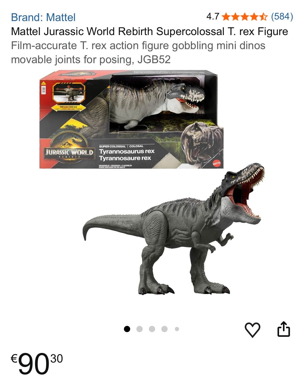 Jurassic World Rebirth Supercolossal T. rex rond 100cm, Ophalen, Zo goed als nieuw