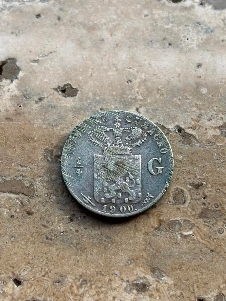 1/4 gulden 1900 curacao, zilver, Zilver, 25 cent, Ophalen of Verzenden, Koningin Wilhelmina