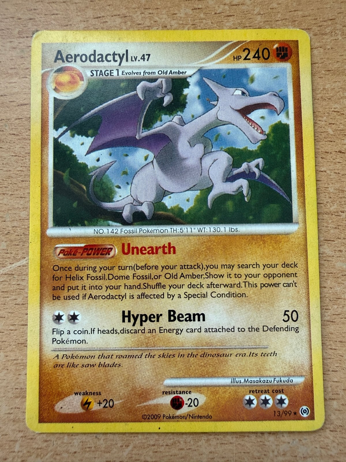 Aerodactyl LV.47 Pokémon Kaart - Hyper Beam, Ophalen of Verzenden, Gebruikt, Losse kaart