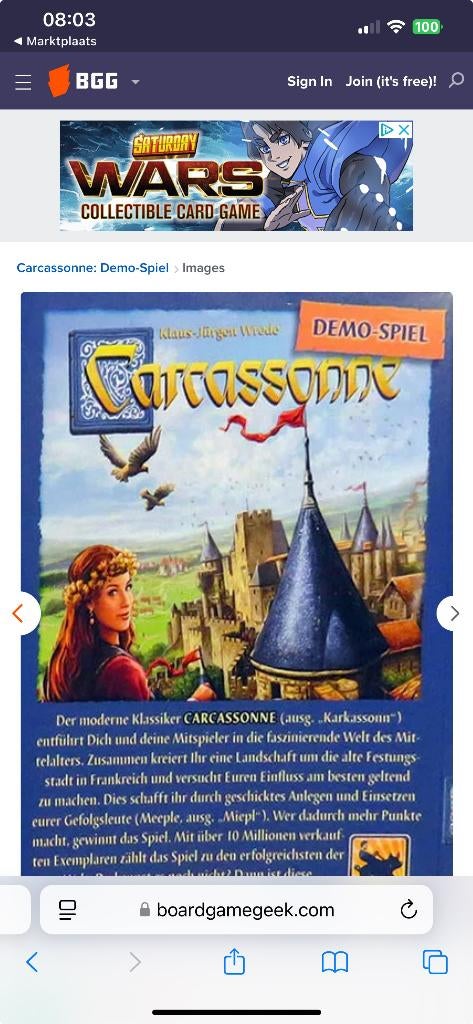 Carcassonne demospel voor 2 spelers, Ophalen of Verzenden, Nieuw, 999 games