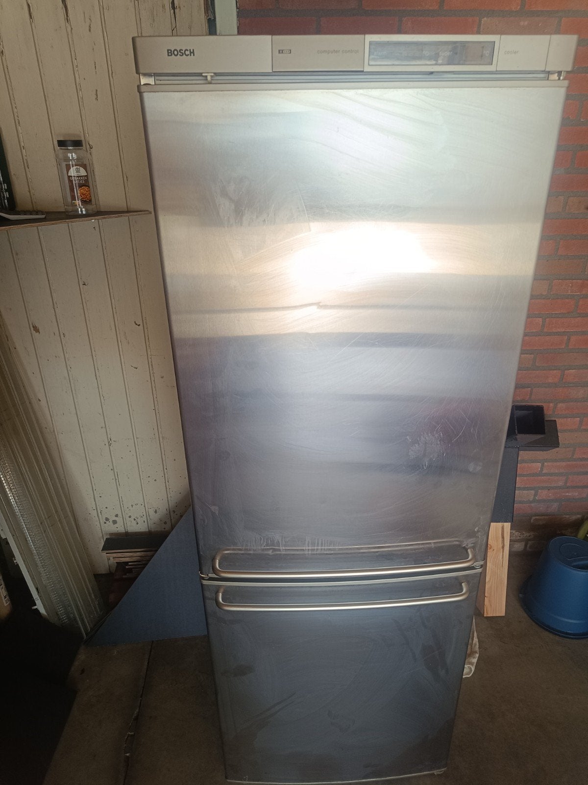 Bosch vrijstaande koel-vriescombinatie RVS met digitaal disp, Ophalen, 200 liter of meer, 60 cm of meer, Met aparte vriezer