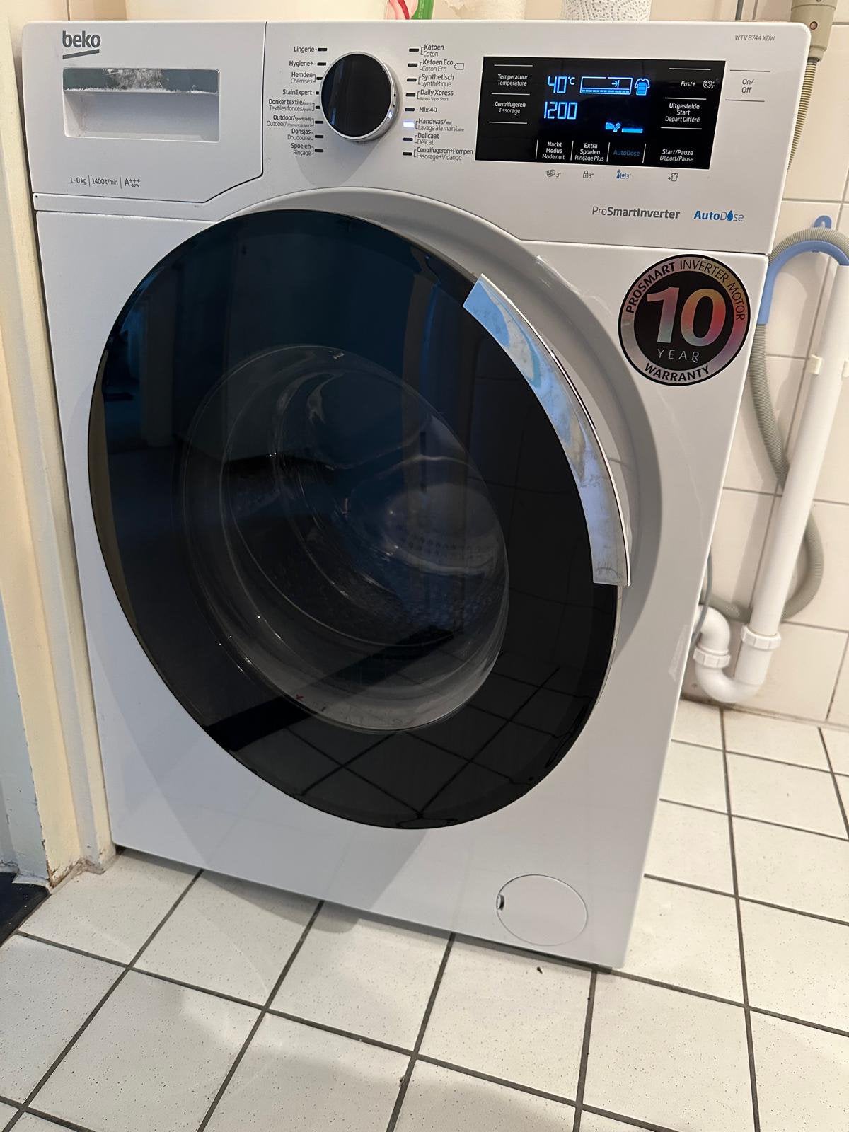 Beko AutoDose wasmachine, 6 tot 8 kg, Ophalen of Verzenden, Zo goed als nieuw, 85 tot 90 cm