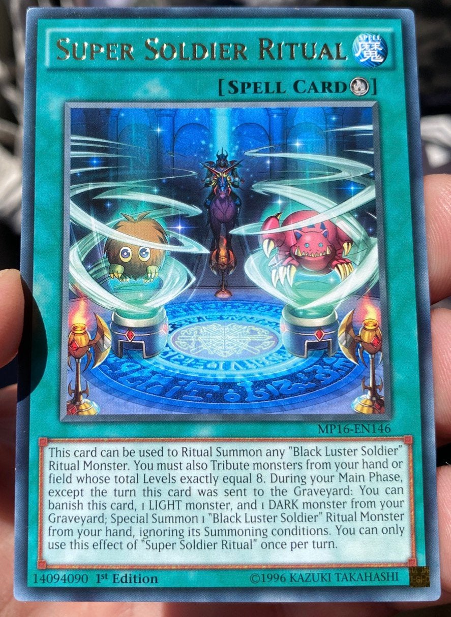 Yu-Gi-Oh! Super Soldier Ritual MP16 1st Edition !, Ophalen of Verzenden, Zo goed als nieuw, Losse kaart