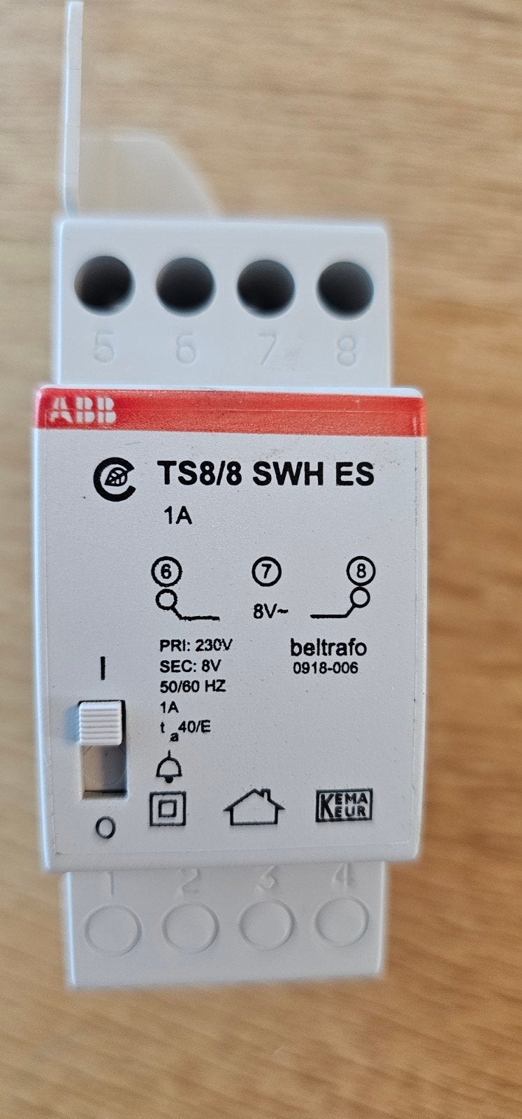 ABB TS8/8 SWH ES Beltransformator 8V 1A, Ophalen of Verzenden, Gebruikt, ABB, Overige typen