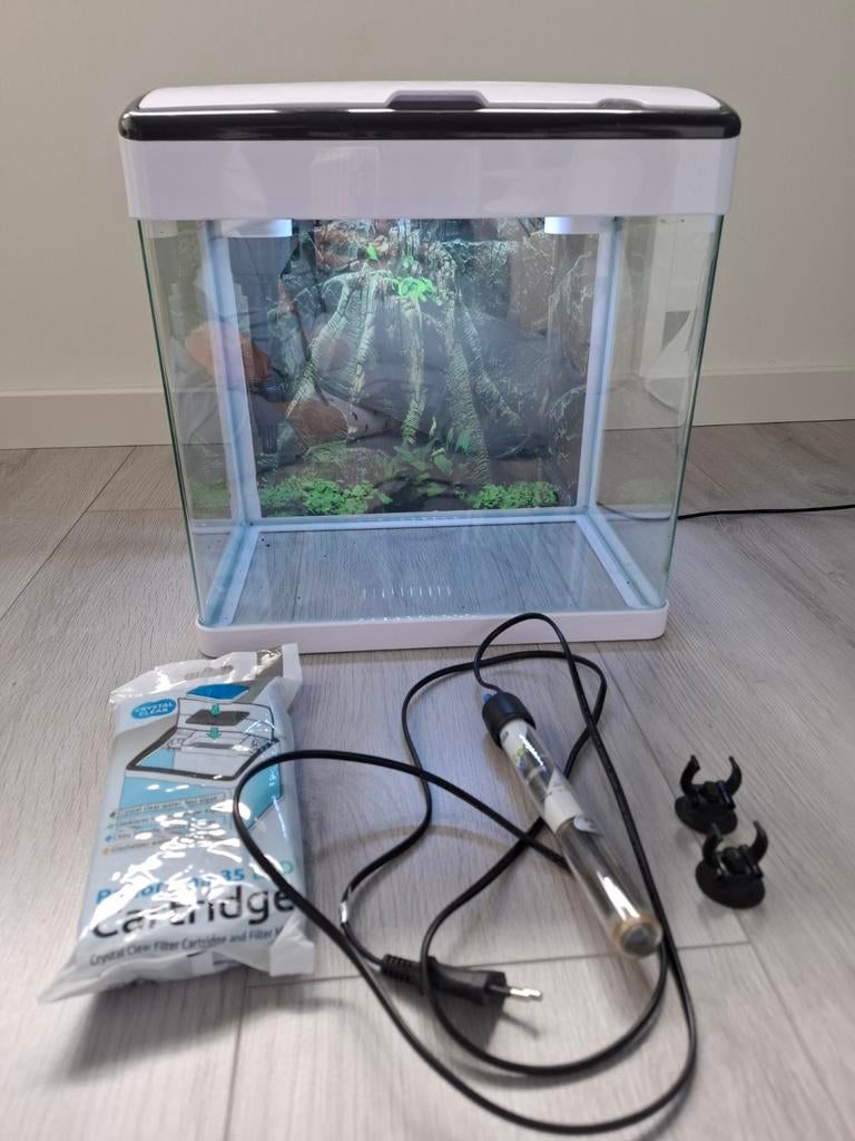Superfish Panorama 35 led wit aquarium met accessoires, Dieren en Toebehoren, Vissen | Aquaria en Toebehoren, Ophalen, Zo goed als nieuw