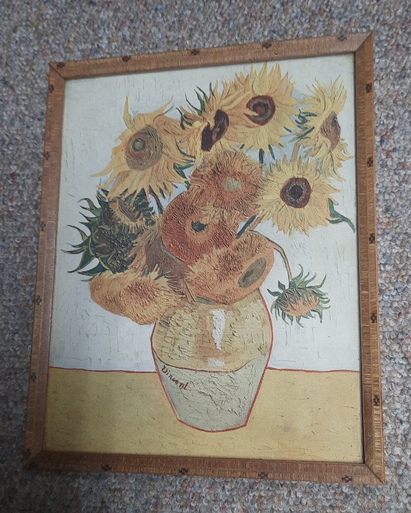 Reproductie Zonnebloemen van Vincent van Gogh in lijst, Minder dan 50 cm, Ophalen of Verzenden, 5 – 50, Print