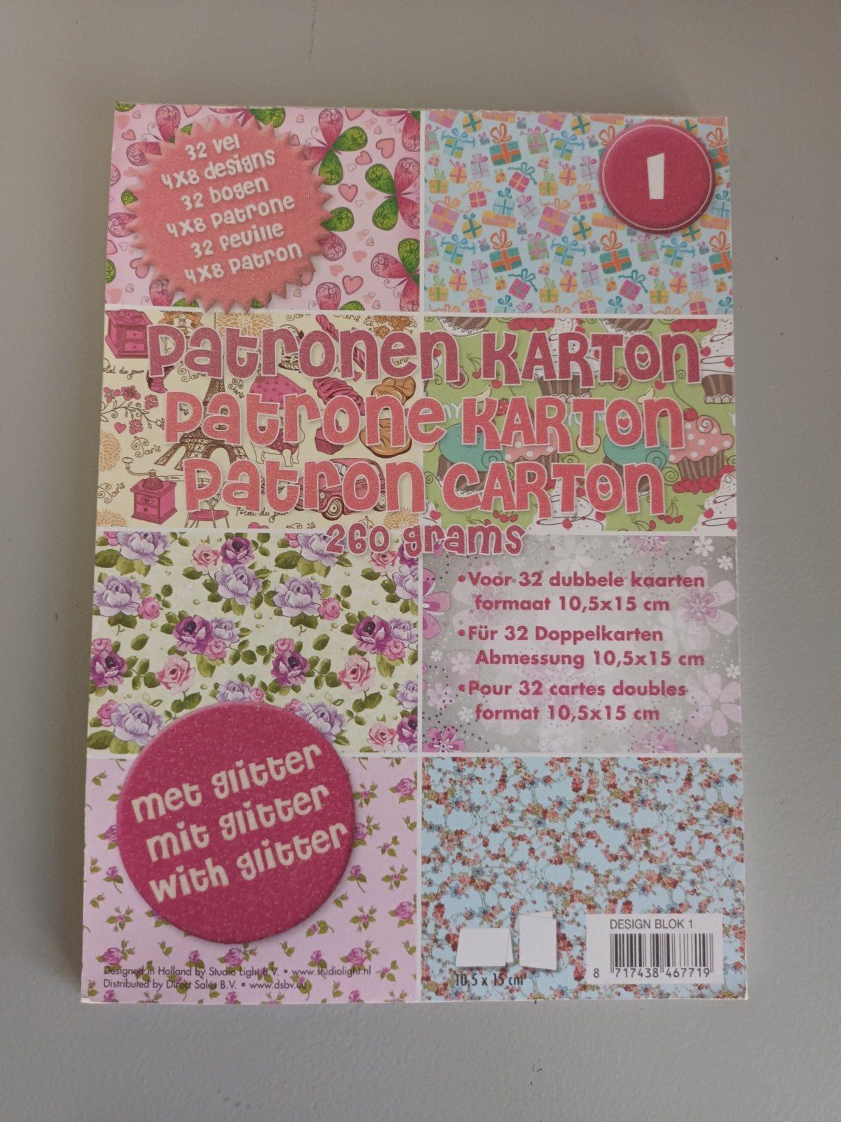 26 vellen patronen karton met glitter 260grams ong A5 papier, Ophalen of Verzenden, Zo goed als nieuw, Papier of Karton