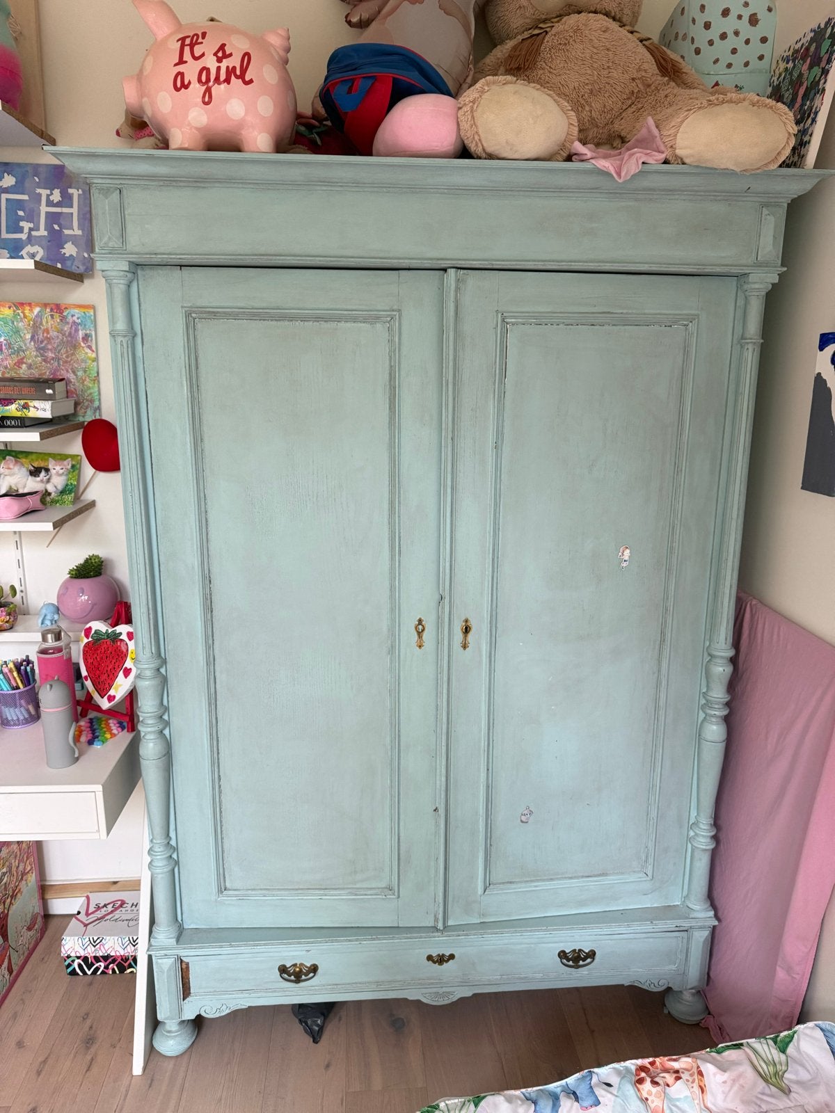 Vintage Kledingkast - Neo biedermeier stijl, Huis en Inrichting, Kasten | Kledingkasten, Ophalen, Gebruikt, 50 tot 100 cm, Met lade(s)