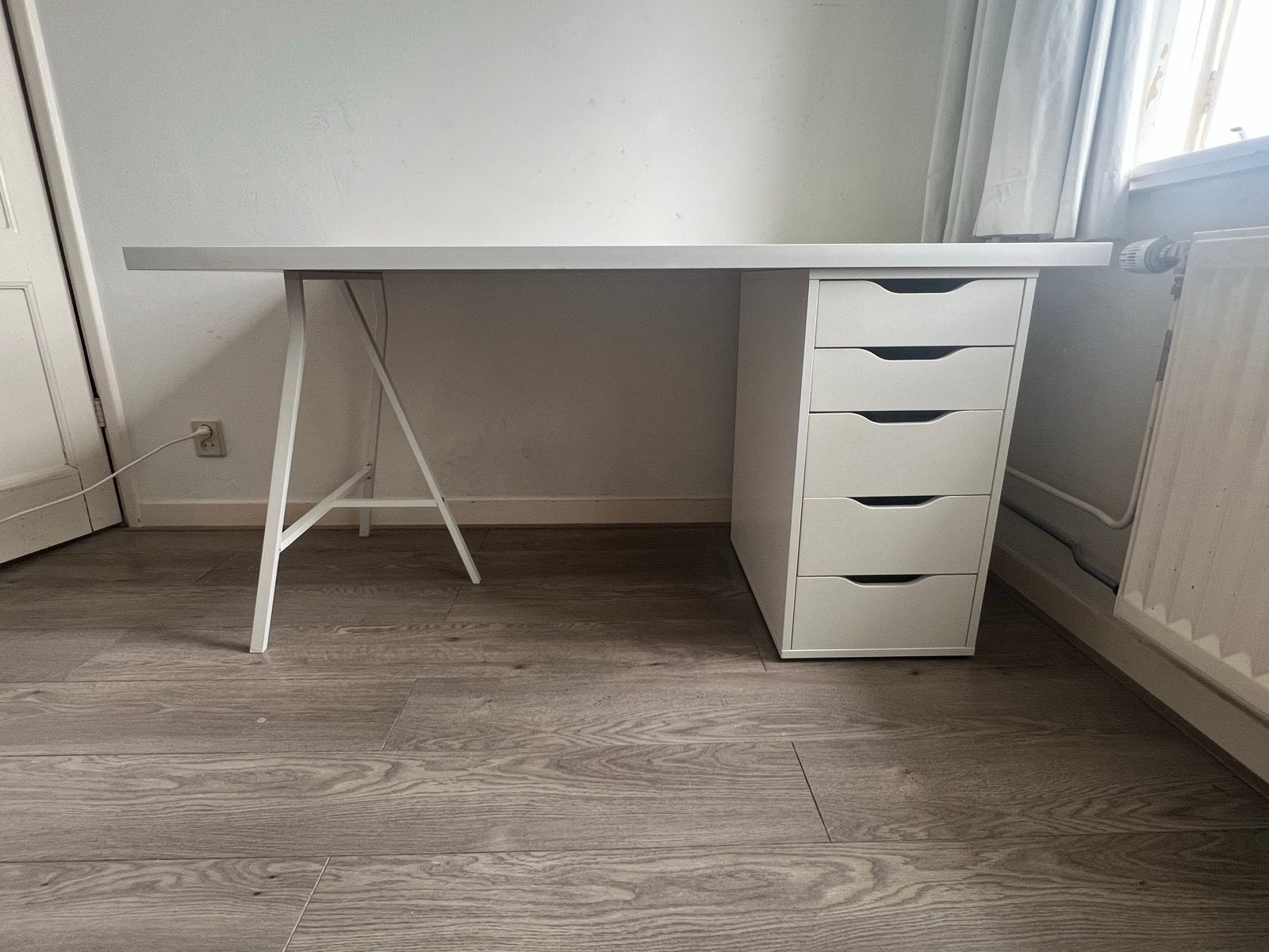 IKEA Bureau met Alex ladeblok en schraag - 150x75cm, Ophalen, Overige typen, Gebruikt, Met lades