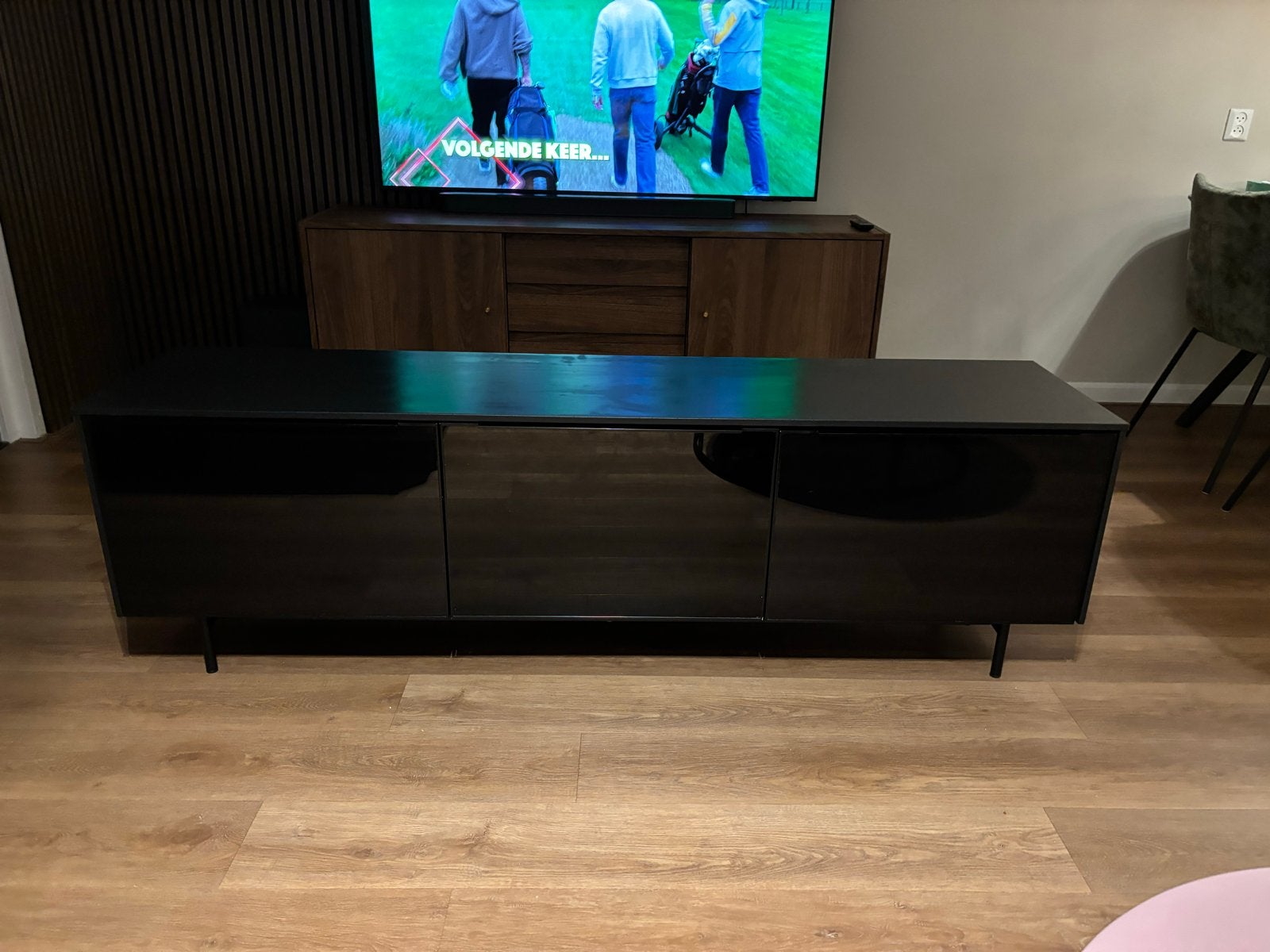 Zwart tv meubel, Ophalen, Zo goed als nieuw, 150 tot 200 cm