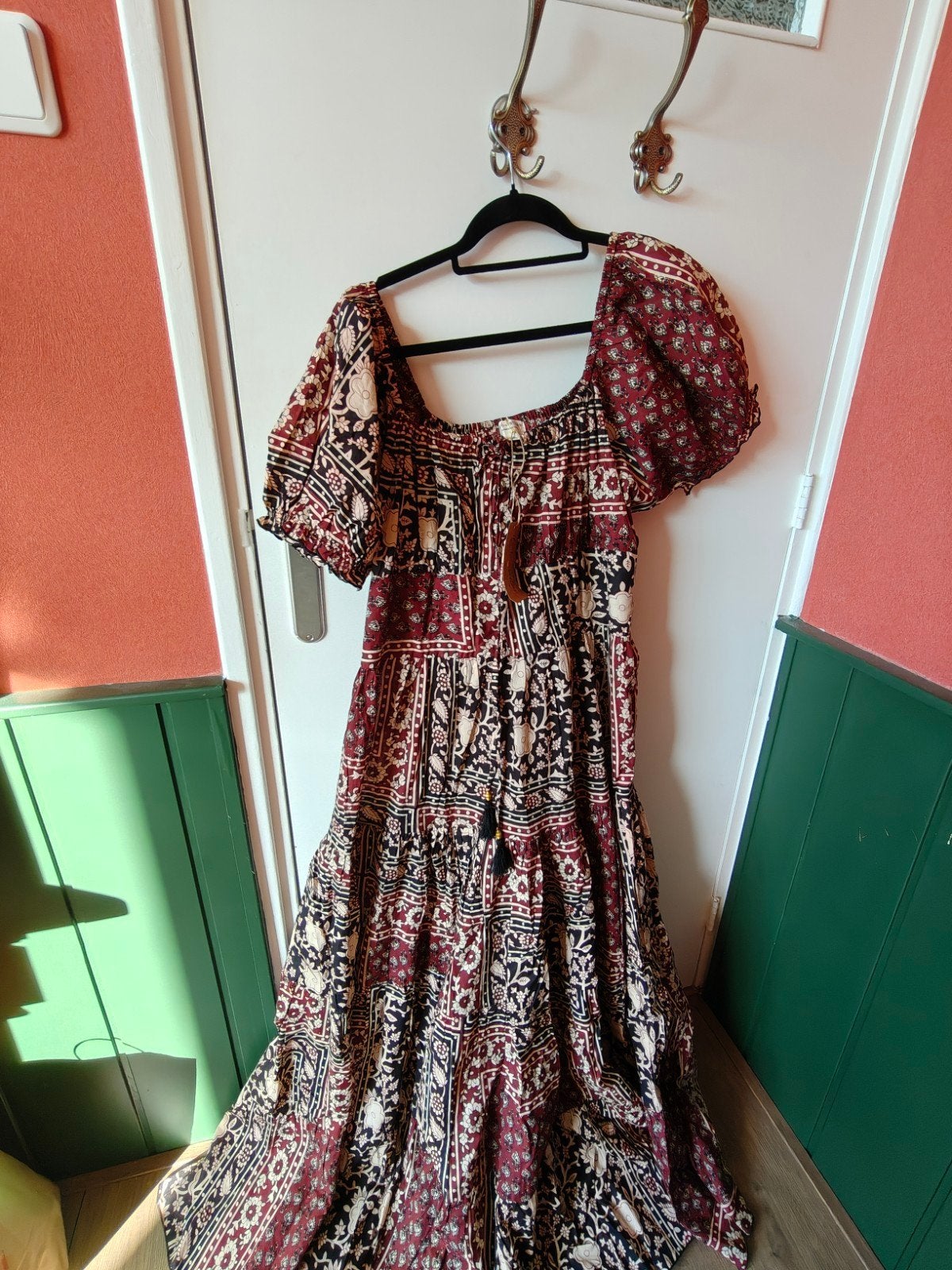 Two Sisters viana maxi jurk, zomers, 3XL, zwart, rood en wit, Kleding | Dames, Overige typen, Zwart, Maat 46/48 (XL) of groter