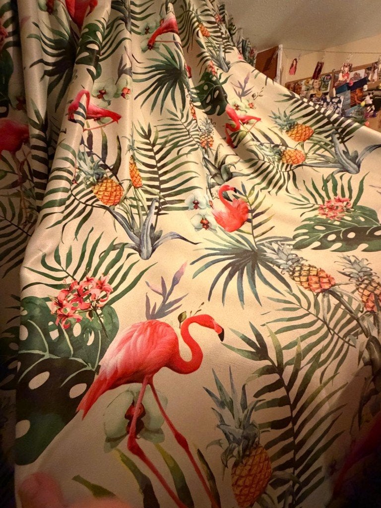 Gordijn, jungle, dubbele plooi, verduisterend, Huis en Inrichting, Ophalen, Overige materialen, Overige merken, Plooiafwerking