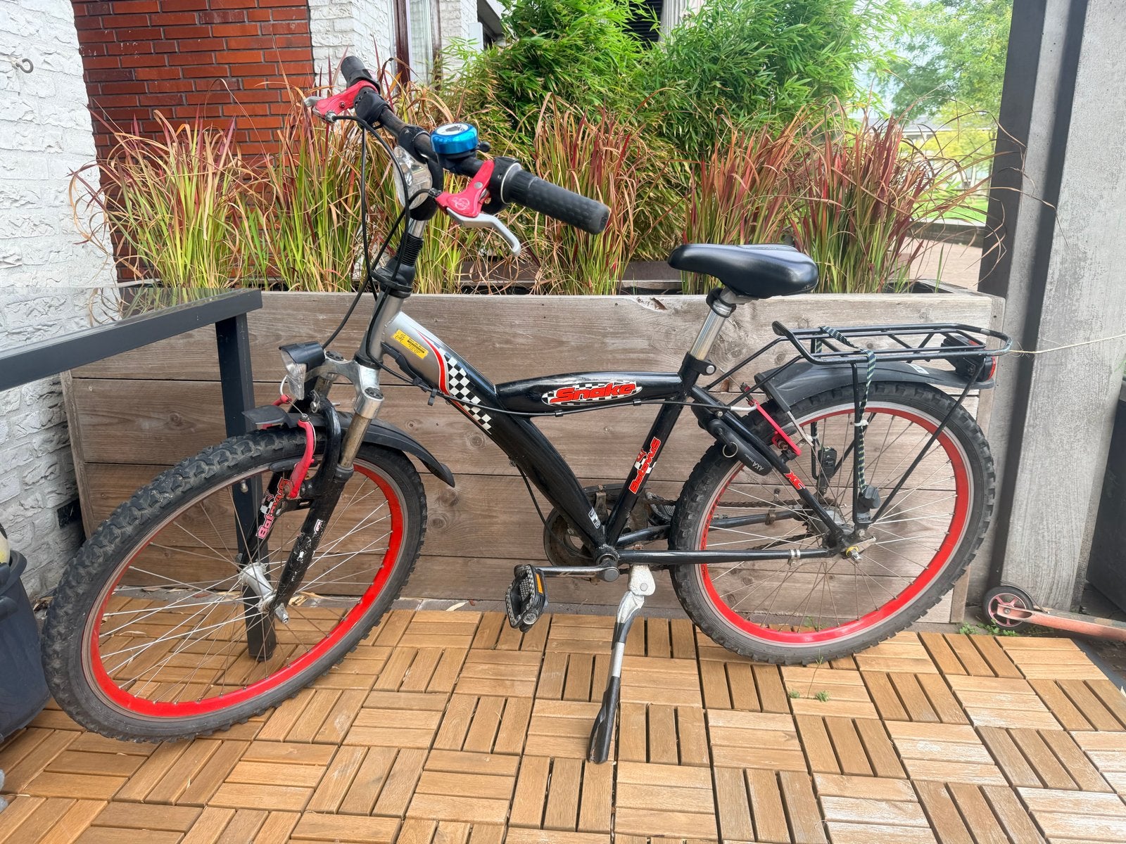 Stevige kinderfiets met versnellingen en bagagedrager, Gebruikt, Velgrem, Versnellingen, Minder dan 49 cm