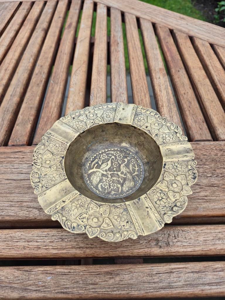 Vintage messing asbak met vogelmotief, Ophalen of Verzenden