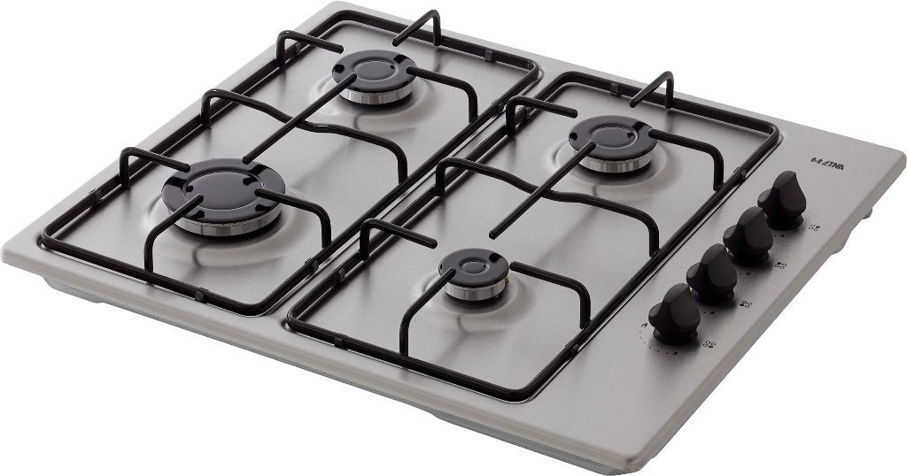 ETNA T106VRVSA 4-Pits Gaskookplaat RVS 58 cm, Nieuw, Inbouw, Gas, 4 kookzones