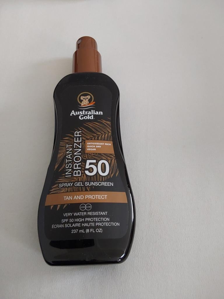 Australian Gold Instant Bronzer SPF 50 Spray Gel Zonnebrand, Ophalen, Nieuw