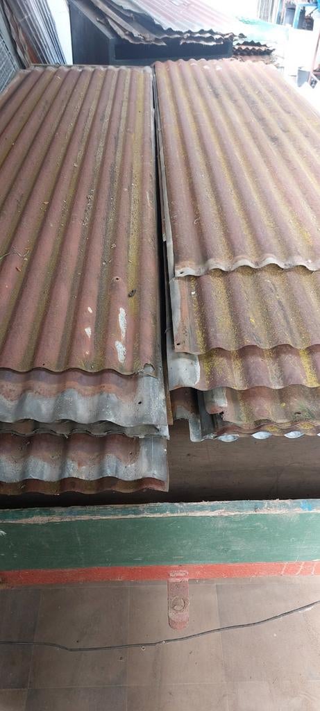 Grote partij vintage metalen roestige golfplaten  dakplaten, Verzenden, Gebruikt