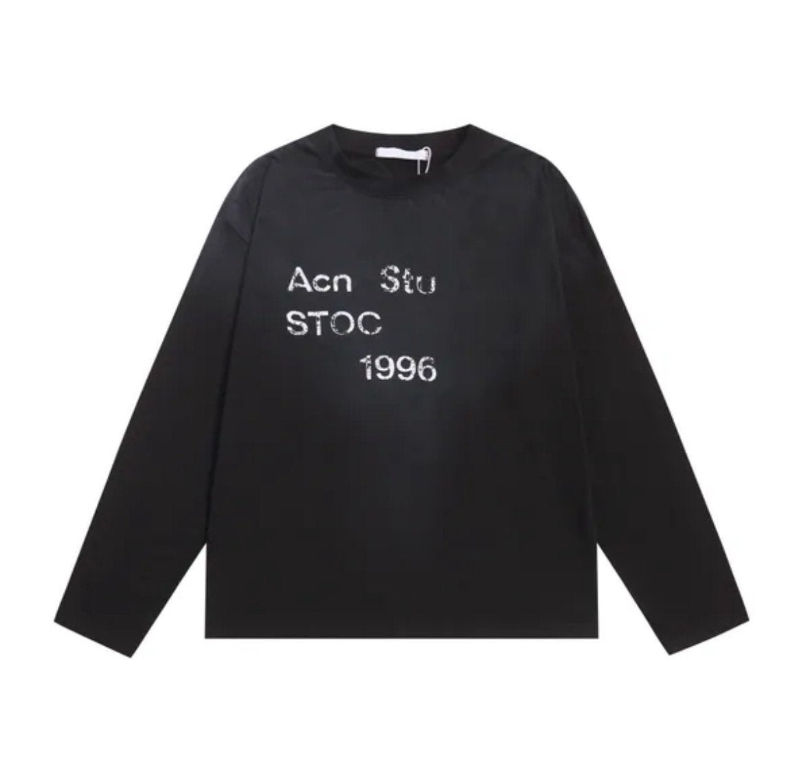 Zwart T-shirt met lange mouwen en 'Acn Stu STOC 1996' print, Kleding | Heren, Ophalen of Verzenden, Nieuw, Zwart