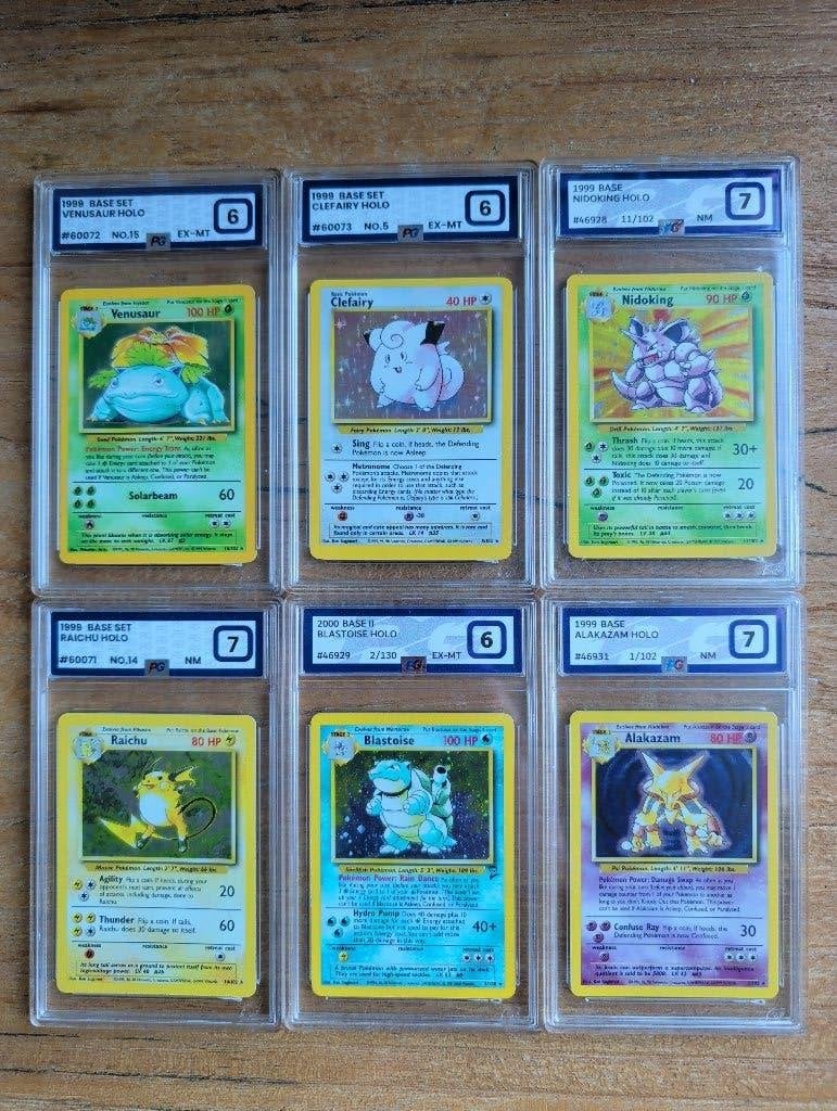 Pokémon vintage set 6x PG graded – Base Set / Base Set 2, Ophalen of Verzenden, Gebruikt, Meerdere kaarten