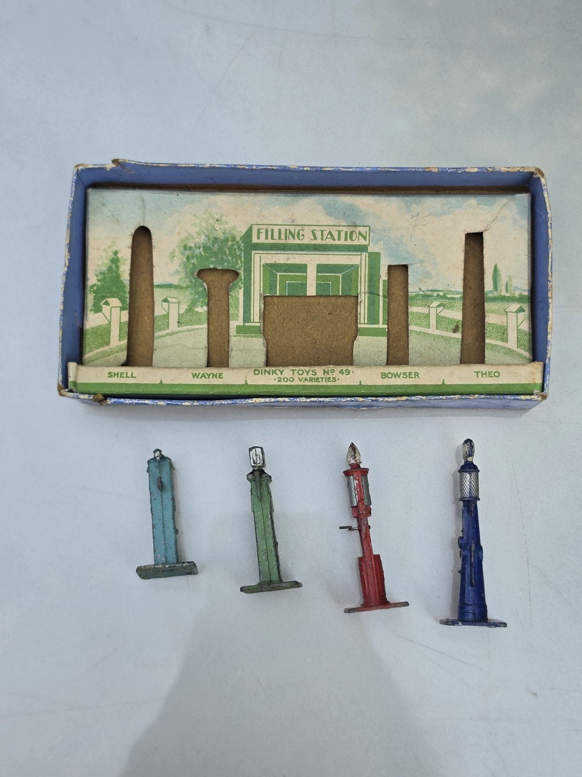 Oude vooroorlogse Dinky Toys Meccano benzinepomp Shell 49, Ophalen of Verzenden, Gebruikt, Auto, Dinky Toys