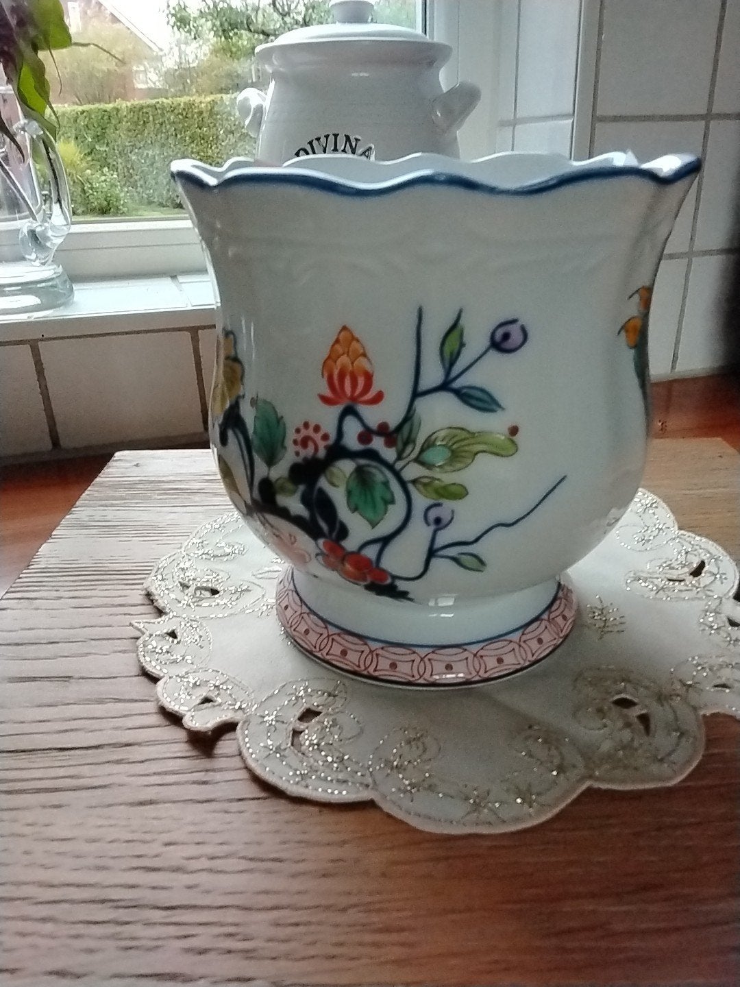 Handgeschilderde bloempot met Oosters motief, Ophalen of Verzenden