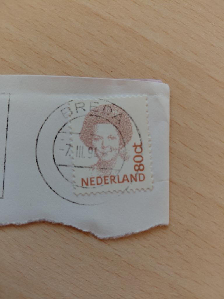 Beatrix zegel met stempel Breda, Verzenden, Gestempeld