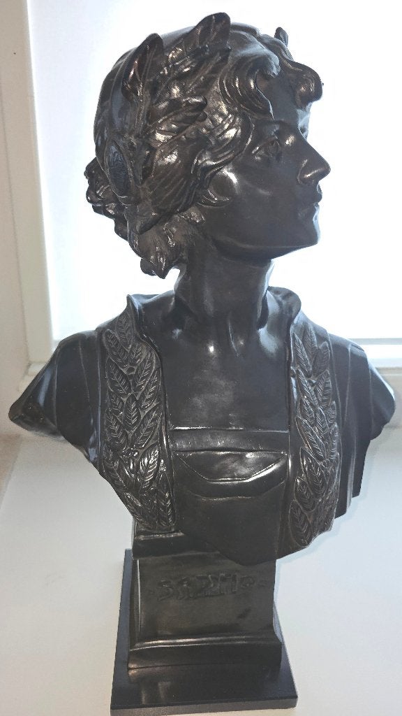 Bronzen buste van Sappho, Antiek en Kunst, Ophalen, Buste, 50 - 100 cm, Gepatineerd