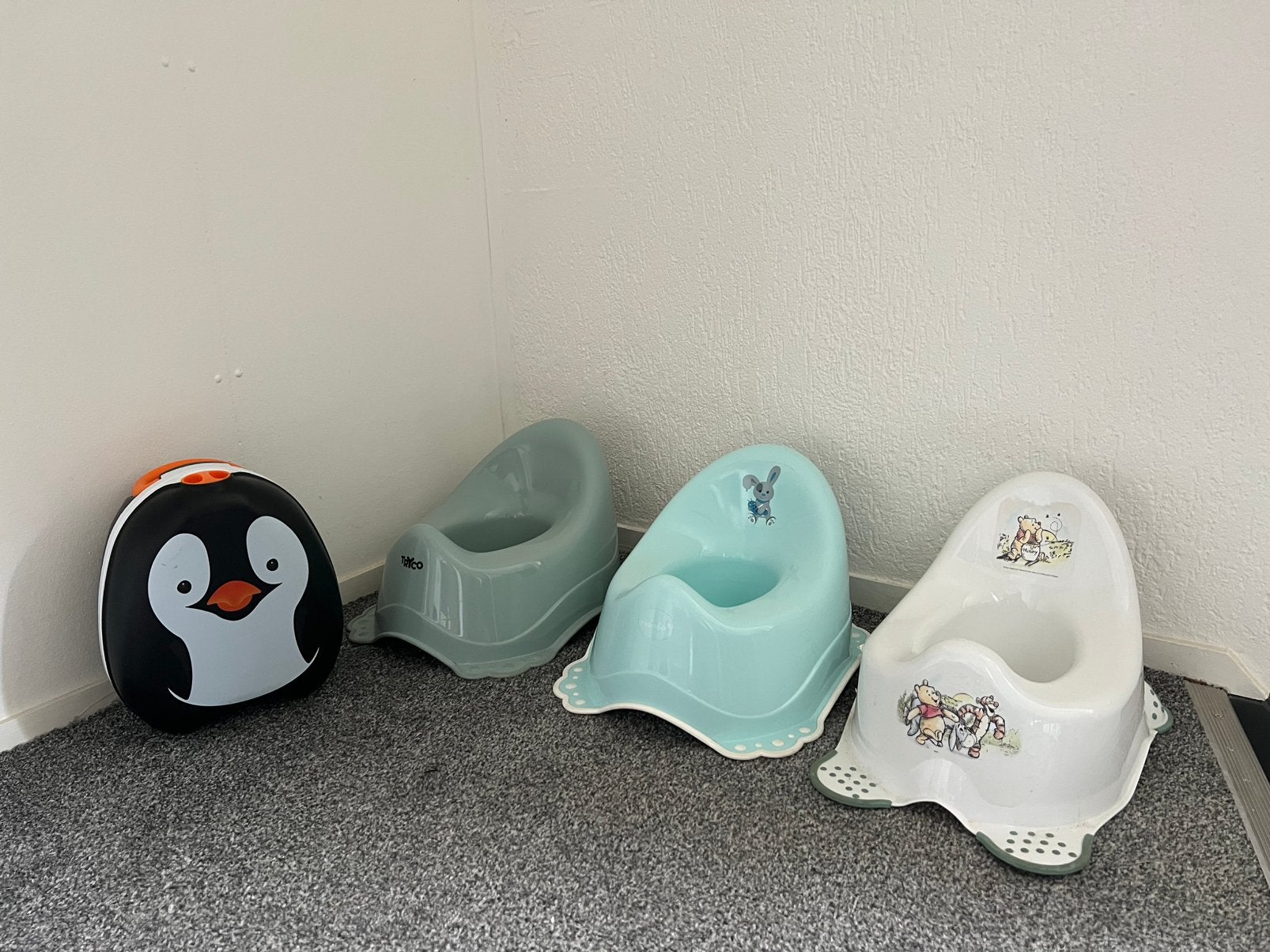 3x plaspotje 1x reis plaspot pinguin | SCHOON!, Ophalen of Verzenden, Zo goed als nieuw