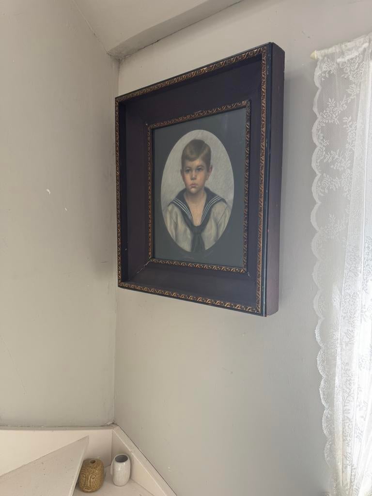Grote lijst met portret jongen - Tante Jo, Antiek en Kunst, Ophalen