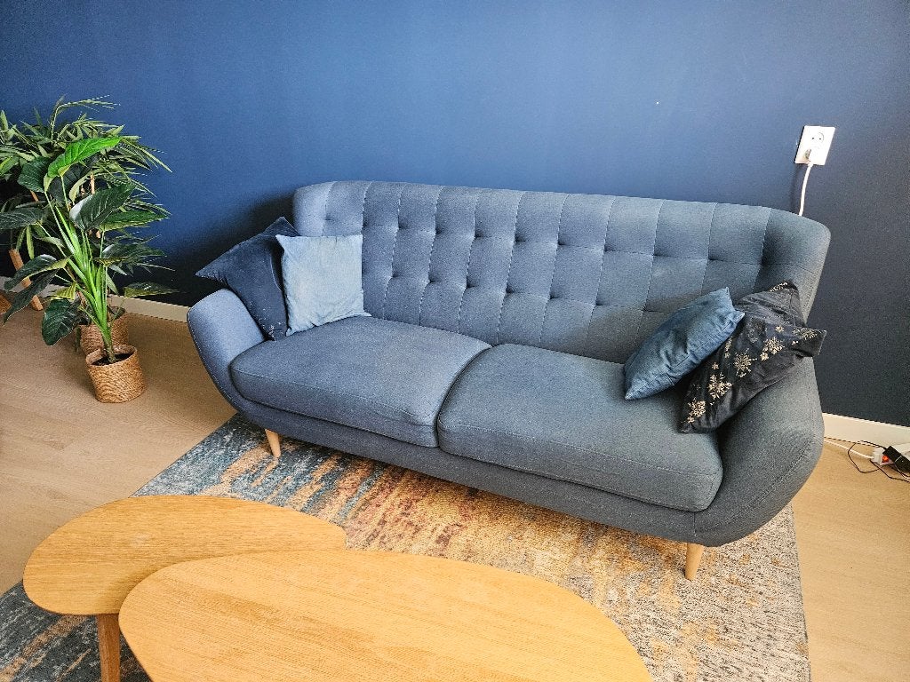Zitbankje (ruime 2-zits/kleine 3-zits) donkerblauw, Ophalen, Gebruikt, 150 tot 200 cm, Tweepersoons