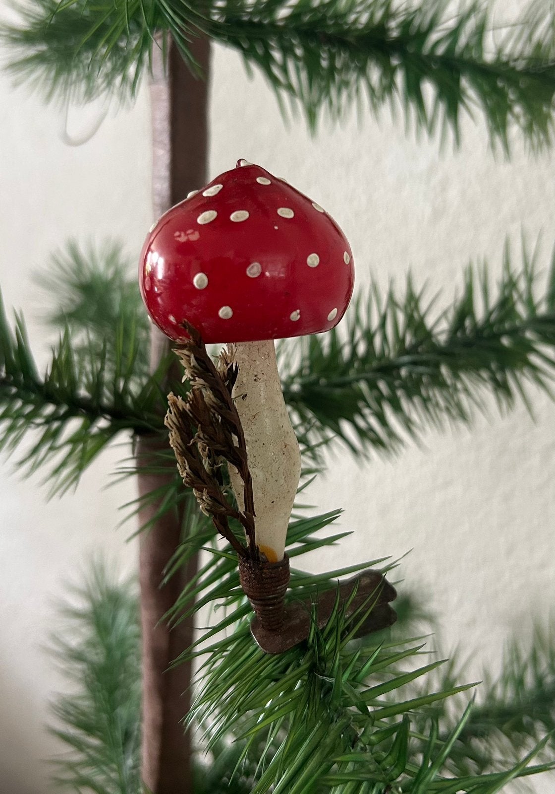 Antieke kerstbal, paddestoel, Ophalen of Verzenden, Gebruikt