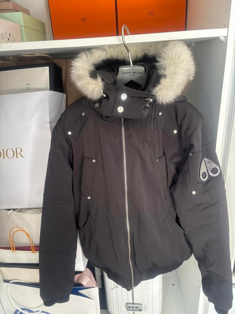 Moose Knuckles Winterjas Zwart met Bontkraag, Ophalen of Verzenden, Zo goed als nieuw, Maat 38/40 (M), Zwart