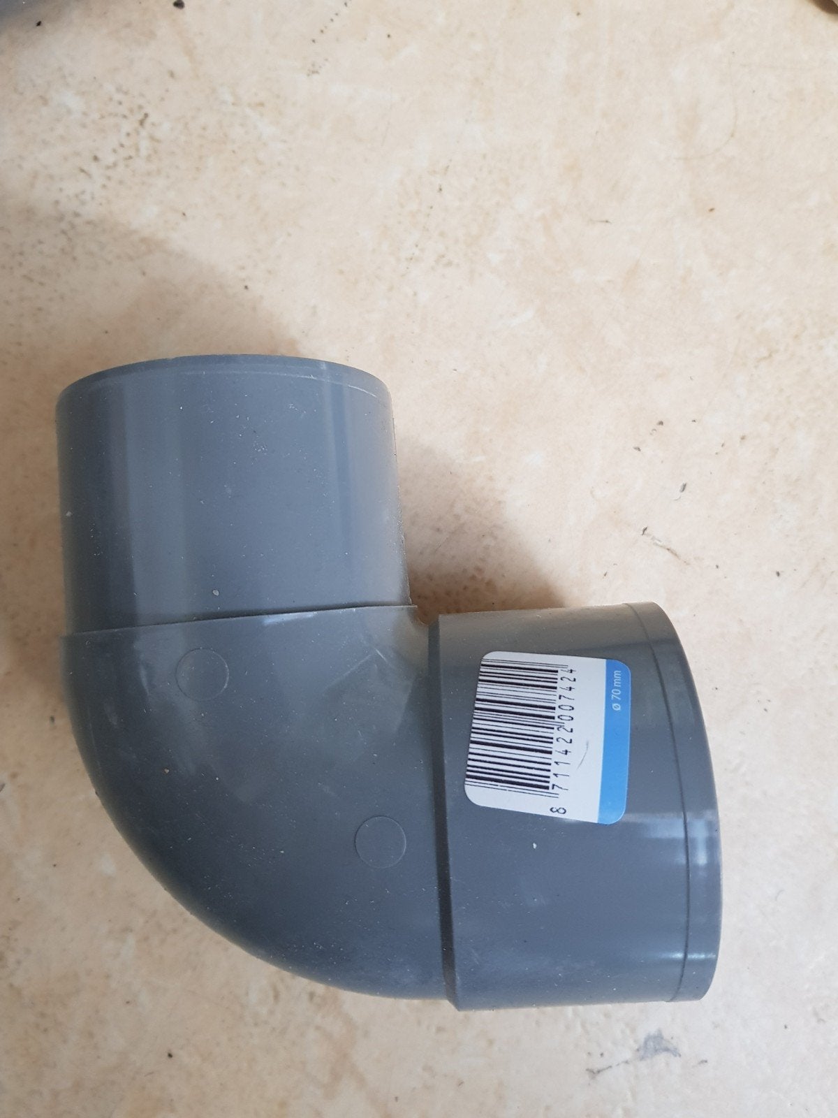 haakse bocht 70 mm, Bochten, Pvc, Nieuw, Ophalen of Verzenden