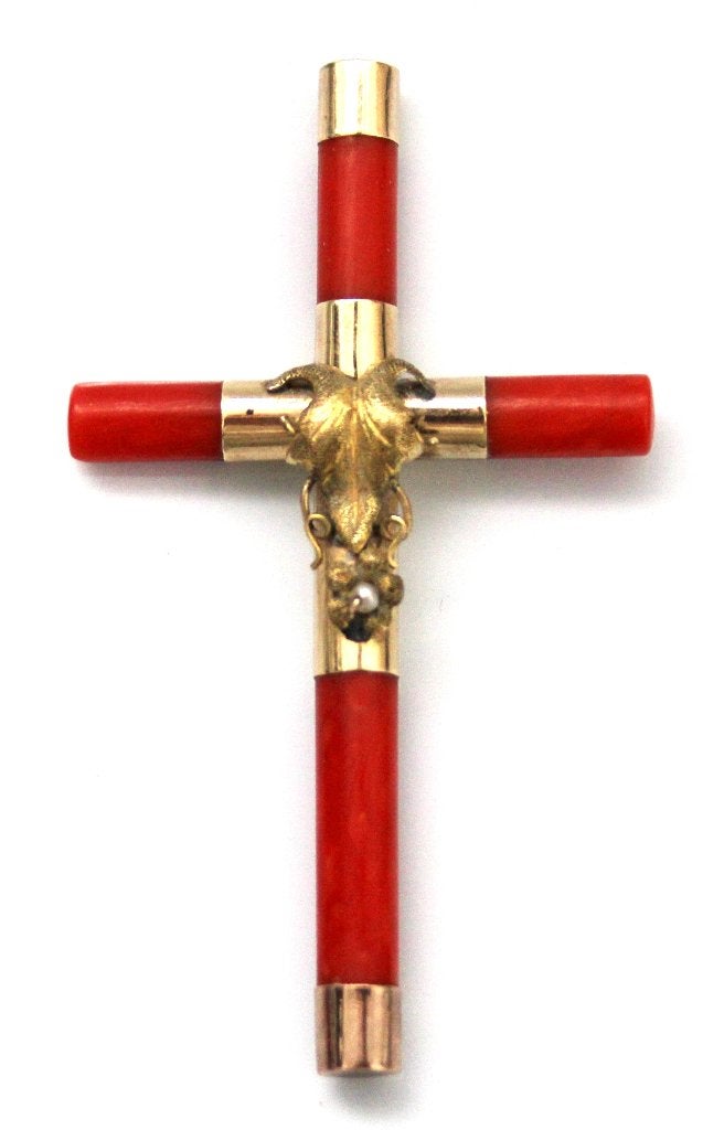 Schitterend Groot Antiek Italiaans Gouden Bloedkoraal Krui, Sieraden, Tassen en Uiterlijk, Ophalen of Verzenden, Goud, Ketting