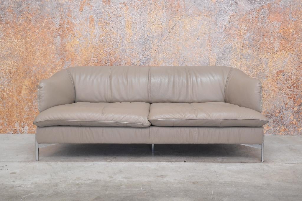 ZGANieuw Natuzzi tweezits designbank combi leer + stof, Natuzzi, 150 tot 200 cm, Natuzzi, Tweepersoons