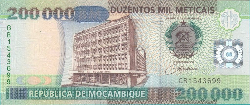 Mozambique bankbiljet 200.000 Meticais 2003, Pick 141 UNC, Ophalen of Verzenden, Overige landen, Los biljet