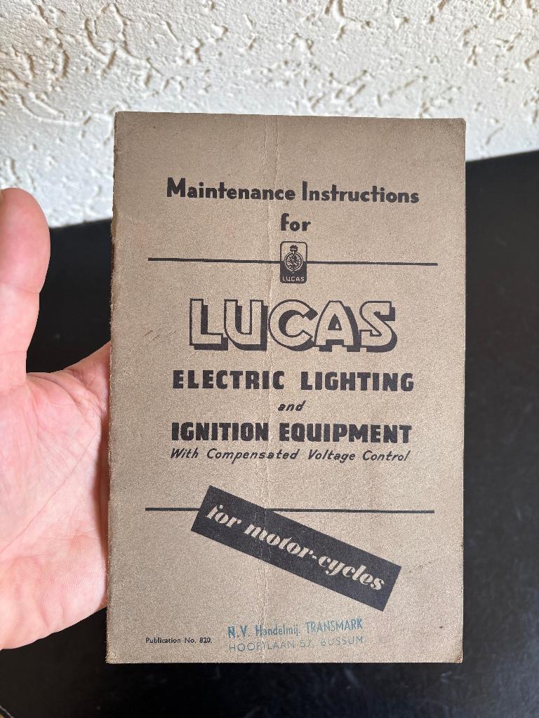 Maintenance instructions for Lucas electric lighting, Ophalen of Verzenden, Gelezen, Folder